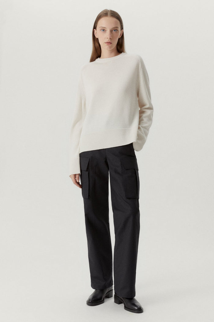 the merino wool boxy sweater snow white