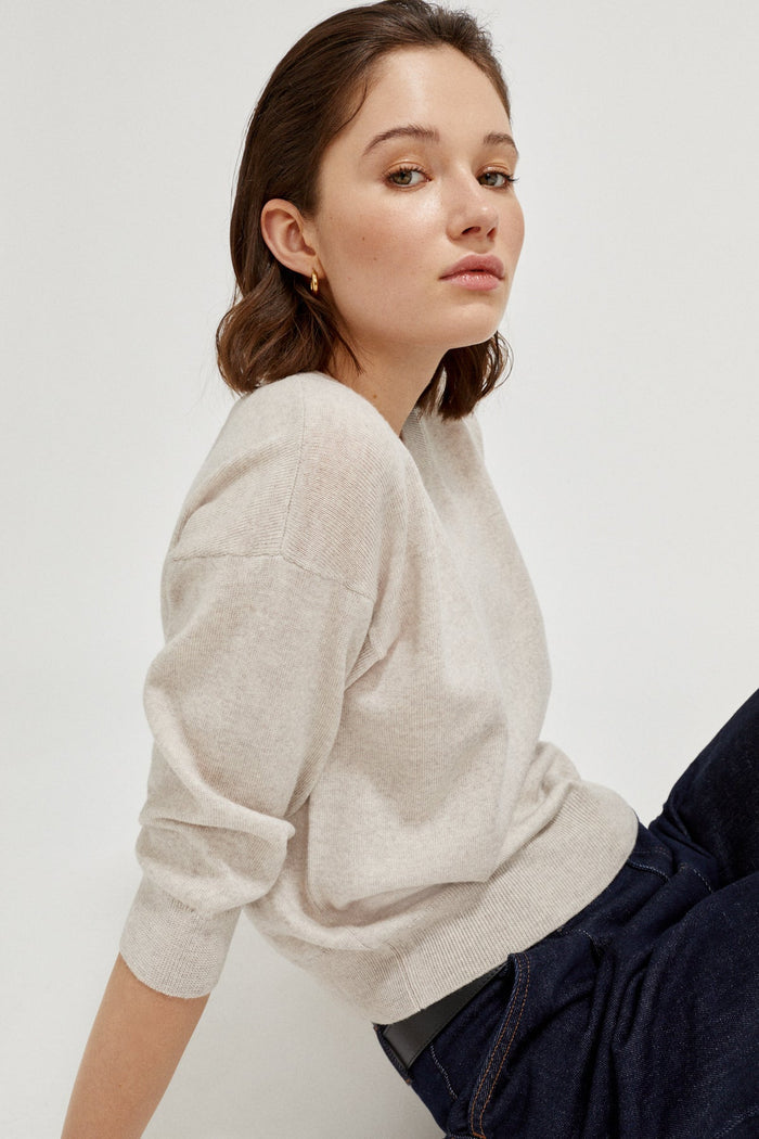 the merino wool boxy t shirt greige