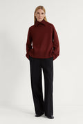 The Merino Wool Boxy With Special High Neck Tuscan Red