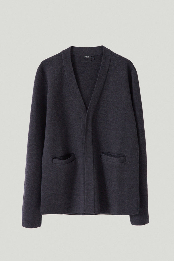 the merino wool shawl cardigan anthracite