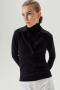 the merino wool knit polo black