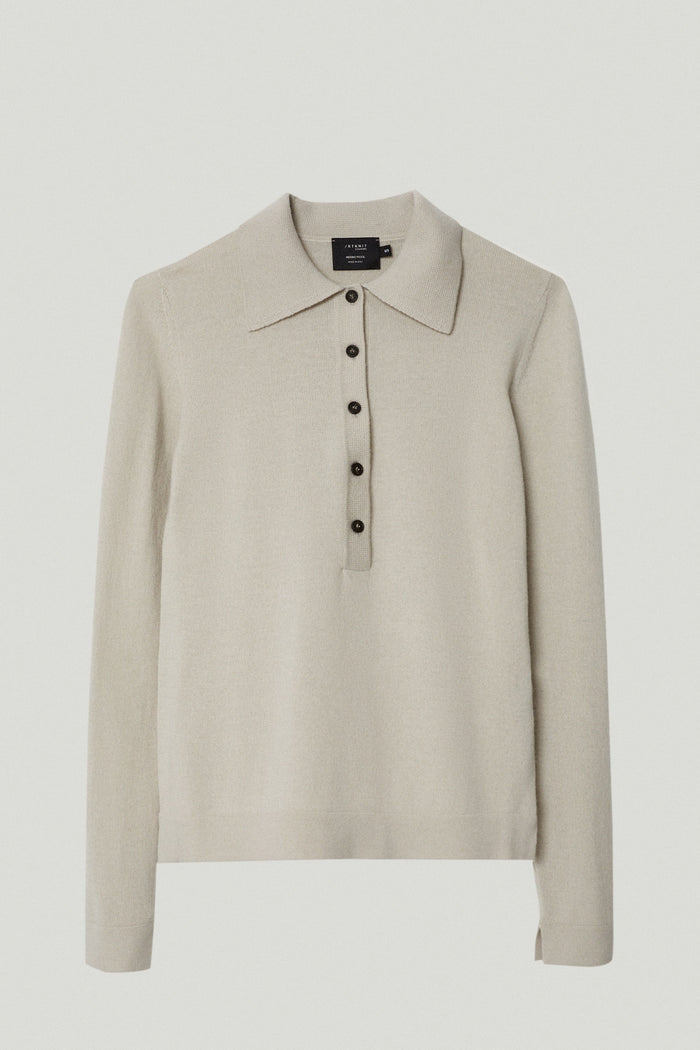 the merino wool knit polo pearl