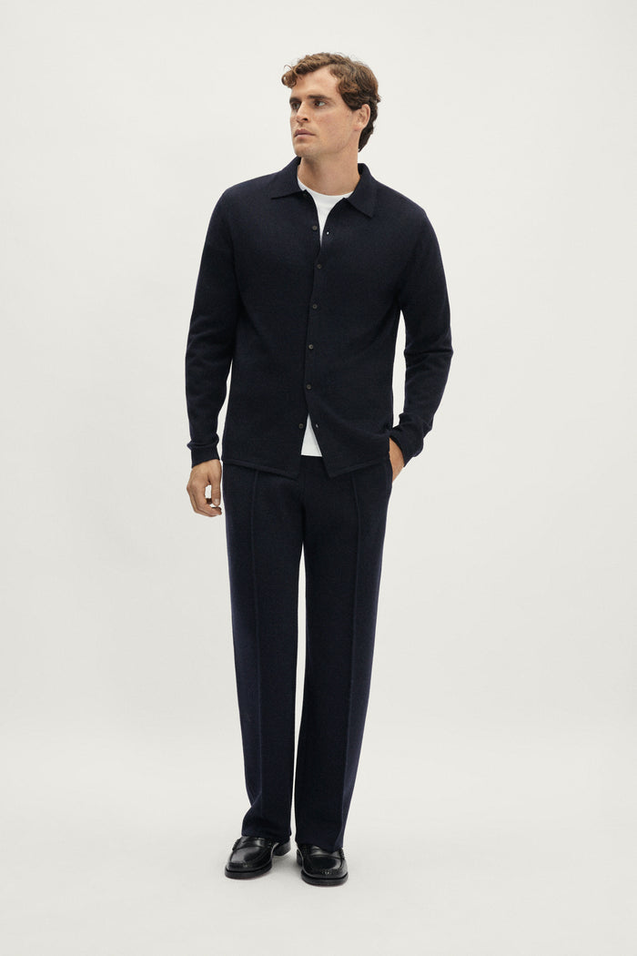 The Merino Wool Knit Shirt - blue