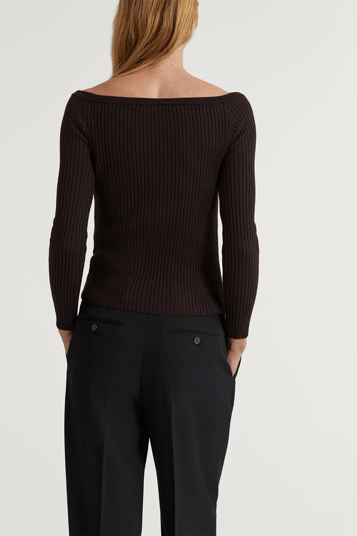 The Merino Wool Off-The-Shoulder Top Ebony