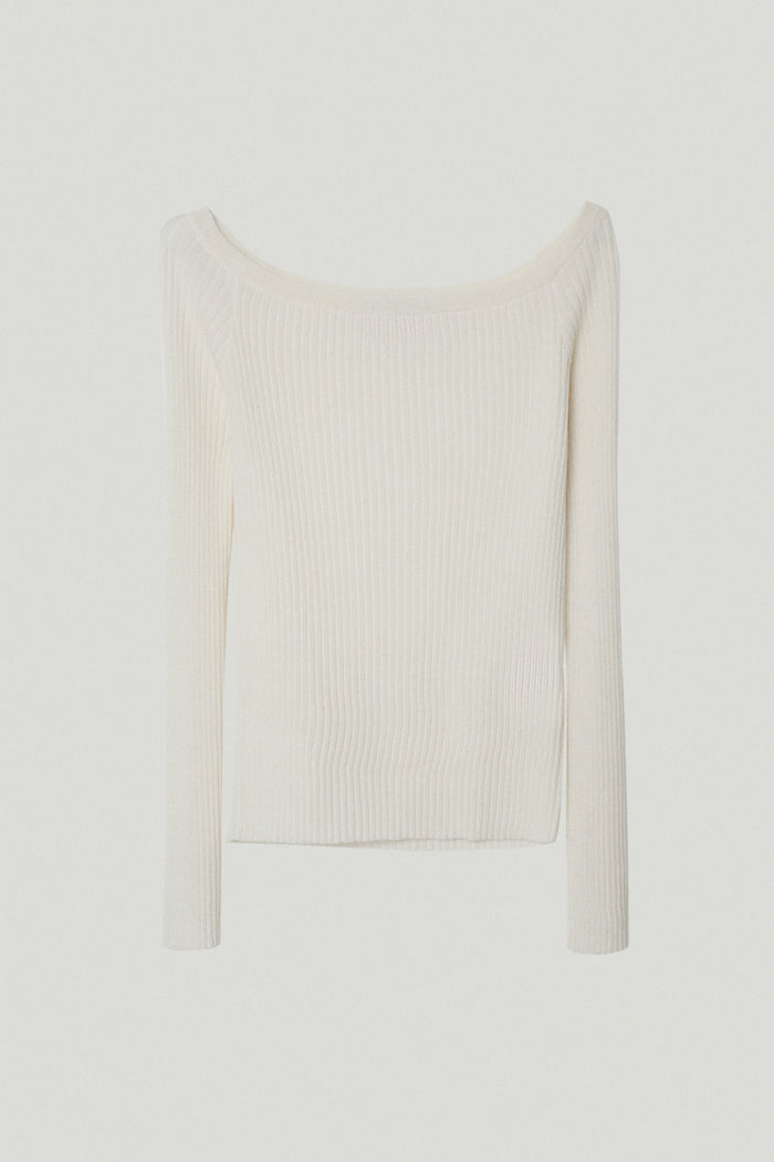 the merino wool off the shoulder top snow white