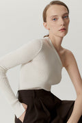 the merino wool one shoulder top snow white