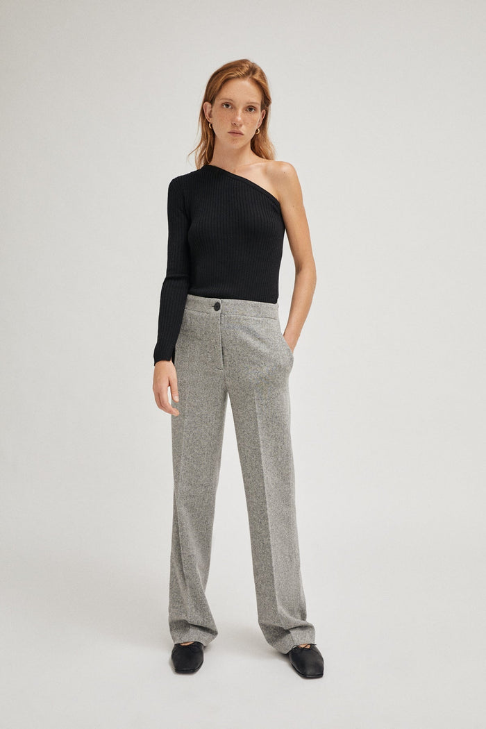 the merino wool one shoulder top black