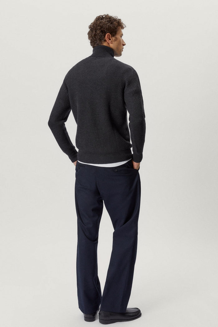 the merino wool ribbed high neck anthracite