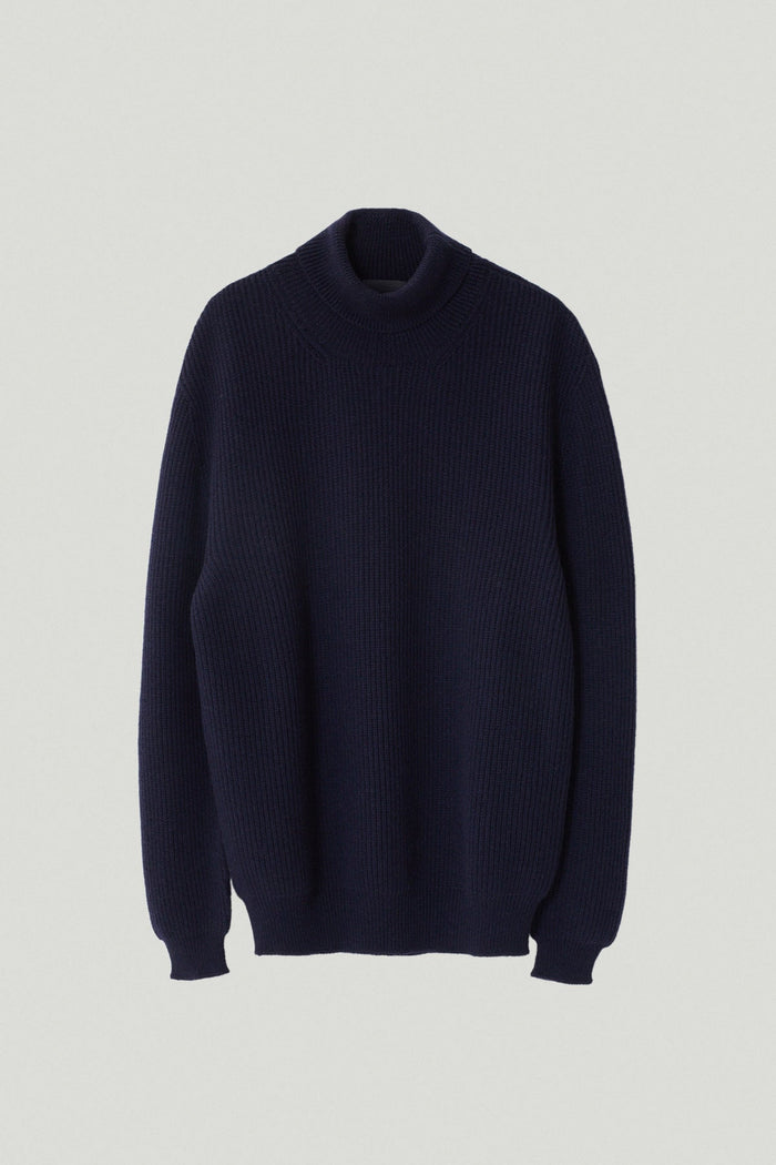 the merino wool ribbed high neck oxford blue
