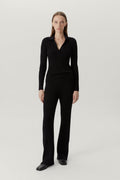 the merino wool ribbed pants x black