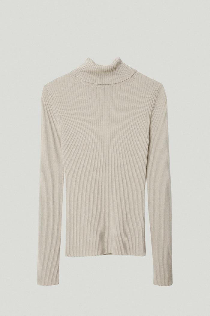 the merino wool ribbed roll neck pearl
