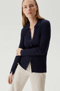 the merino wool ribbed shirt oxford blue
