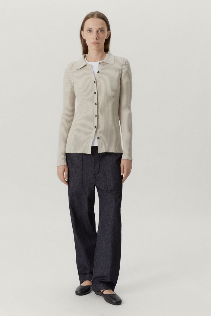 the merino wool ribbed shirt pearl