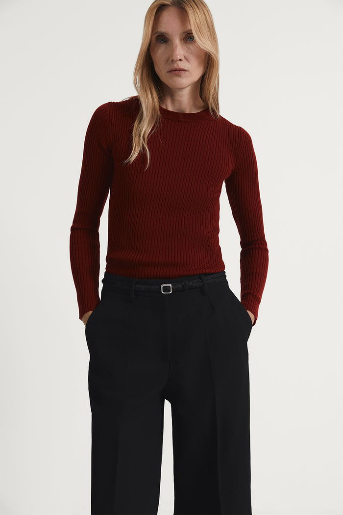 The Merino Wool Ribbed Sweater Tuscan Red