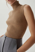 The Merino Wool Roll-Neck Top - Imperfect Version | Caramel