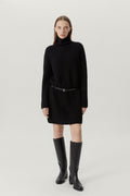the merino wool short ribbed dress black