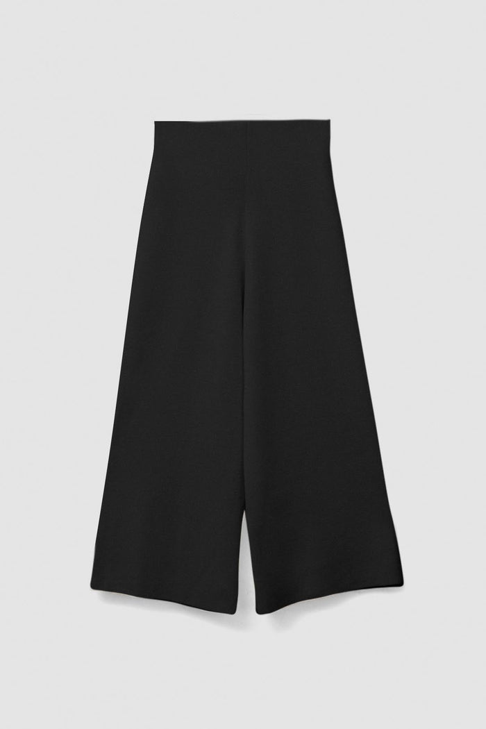 the merino wool wide leg pants new black