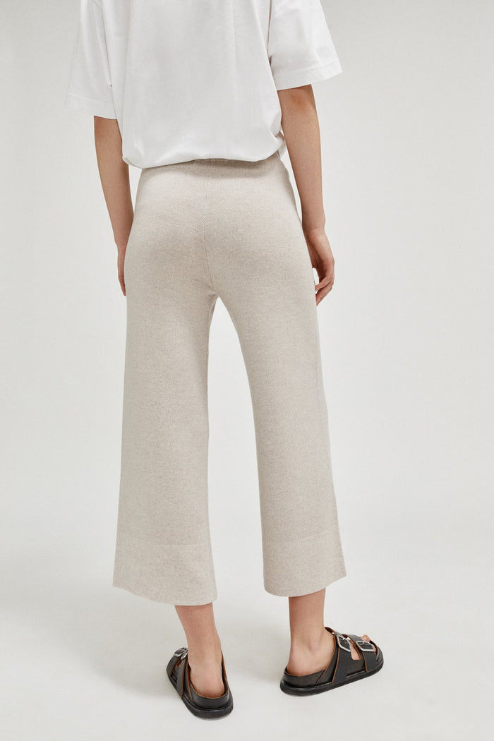 the merino wool wide leg pants greige