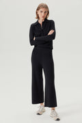 the merino wool wide leg pants new black