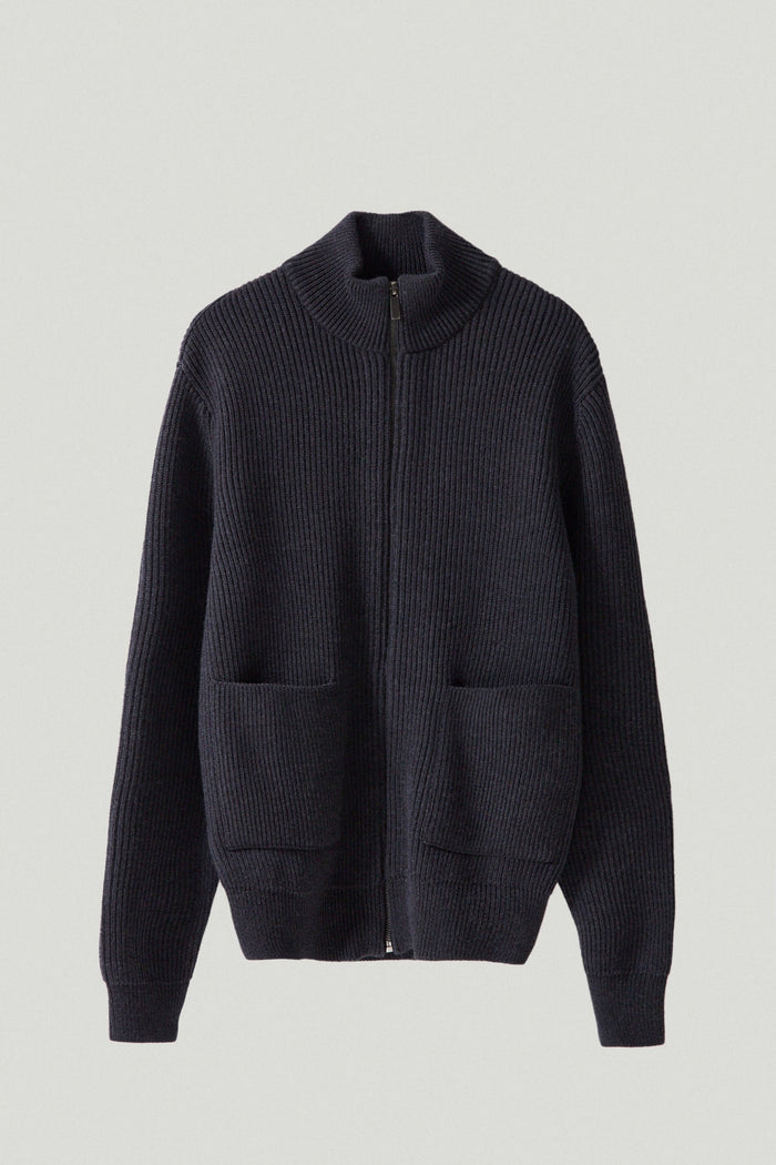 the merino wool zipped cardigan anthracite