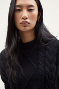 The Organic Cotton Aran Tricot Sweater black