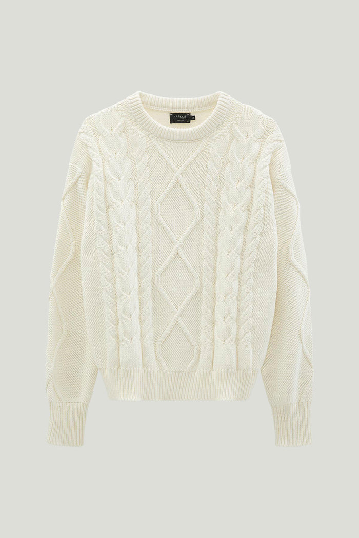 The Organic Cotton Aran Tricot Sweater milk white