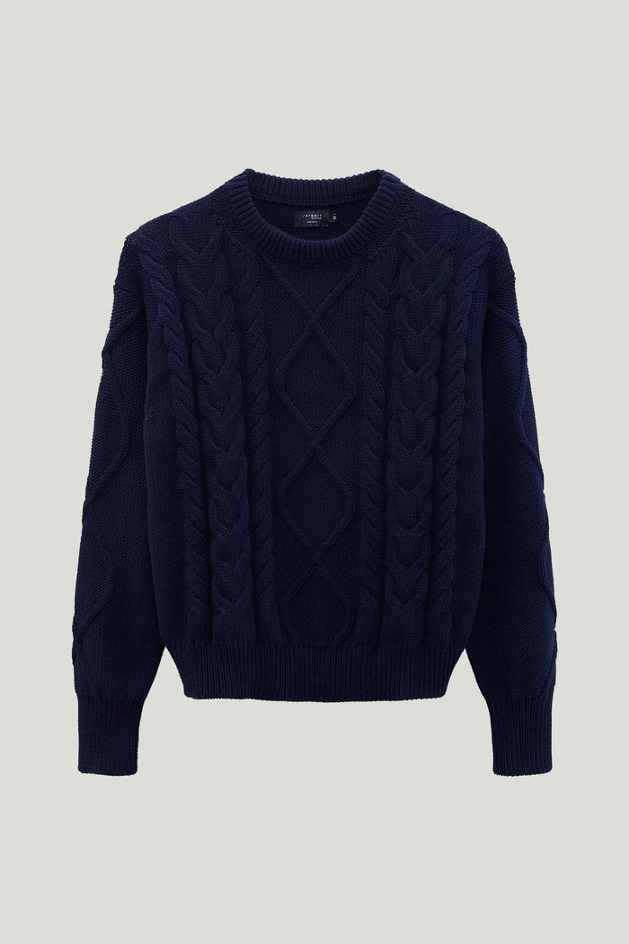 The Organic Cotton Aran Tricot Sweater blue