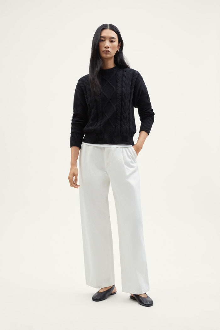 The Organic Cotton Aran Tricot Sweater black