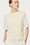 The Organic Cotton Aran Tricot Vest milk white