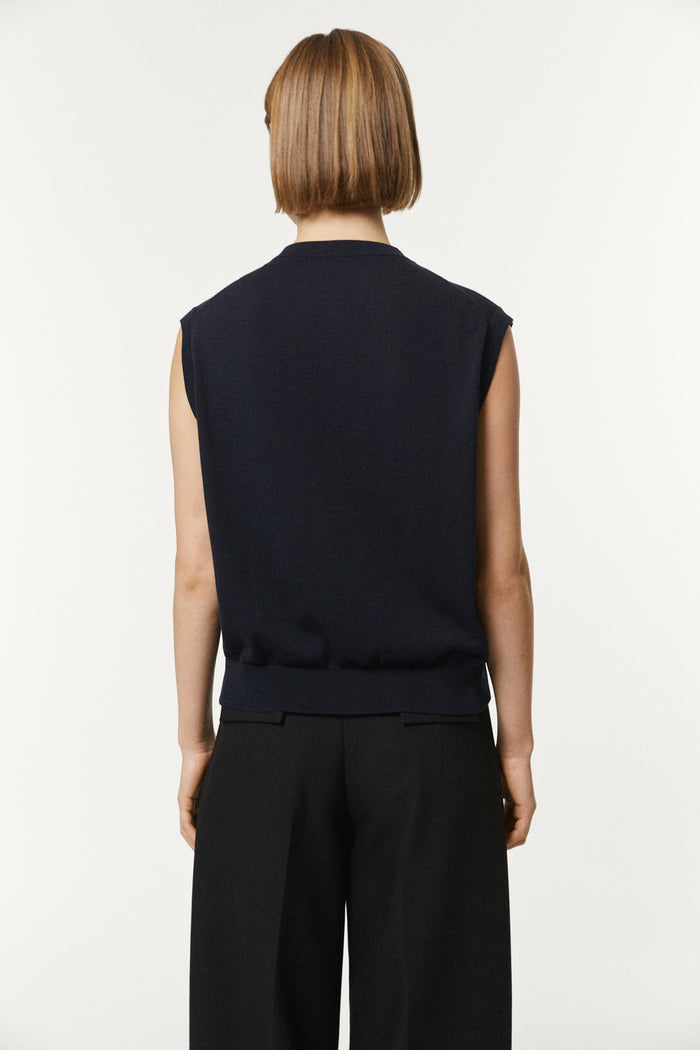 The Organic Cotton Buttoned Vest Deep Blue