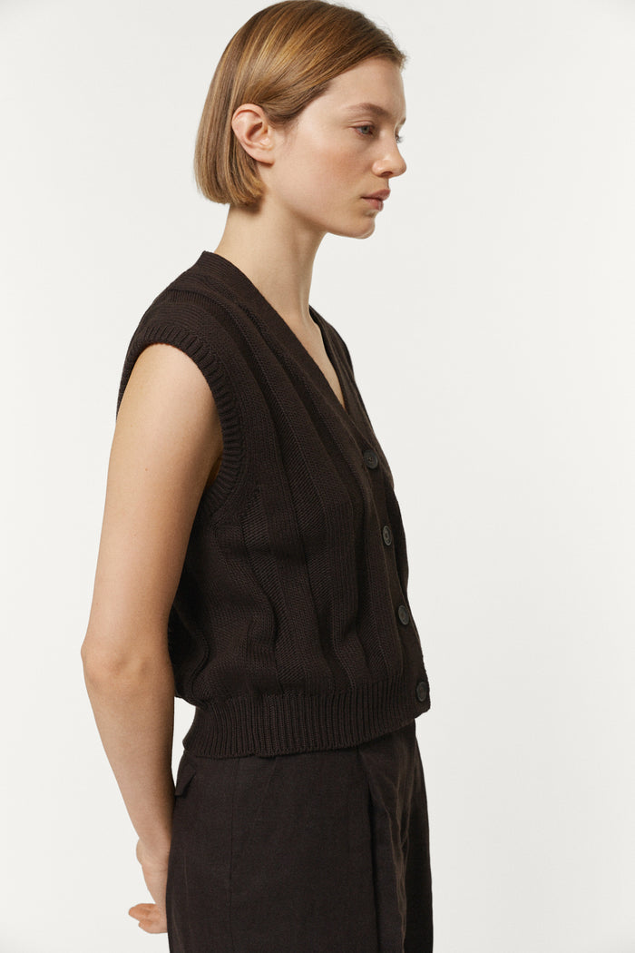 The Organic Cotton Flat Rib Tricot Vest