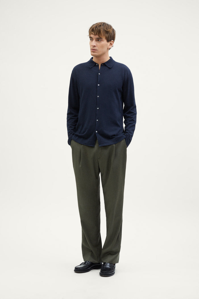 The Organic Cotton Knit Shirt deep blue