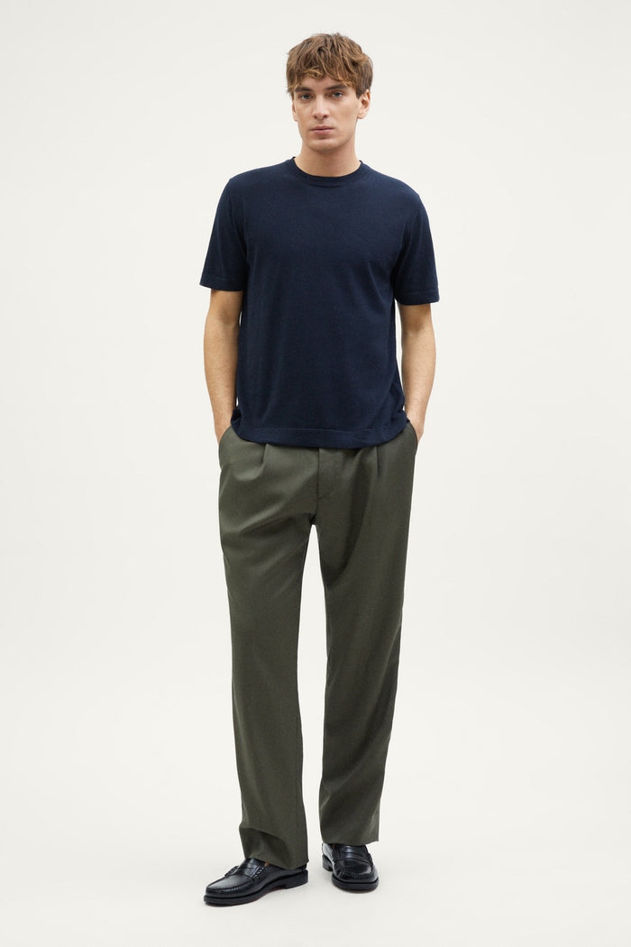 the organic cotton knit t shirt deep blue