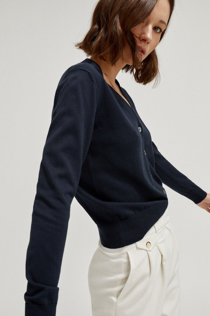 the organic cotton lightweight cardigan deep blue