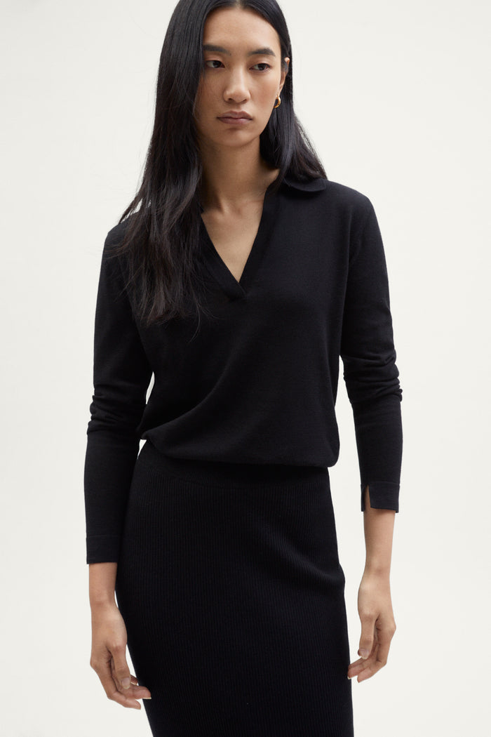 The Organic Cotton Lightweight Polo - black