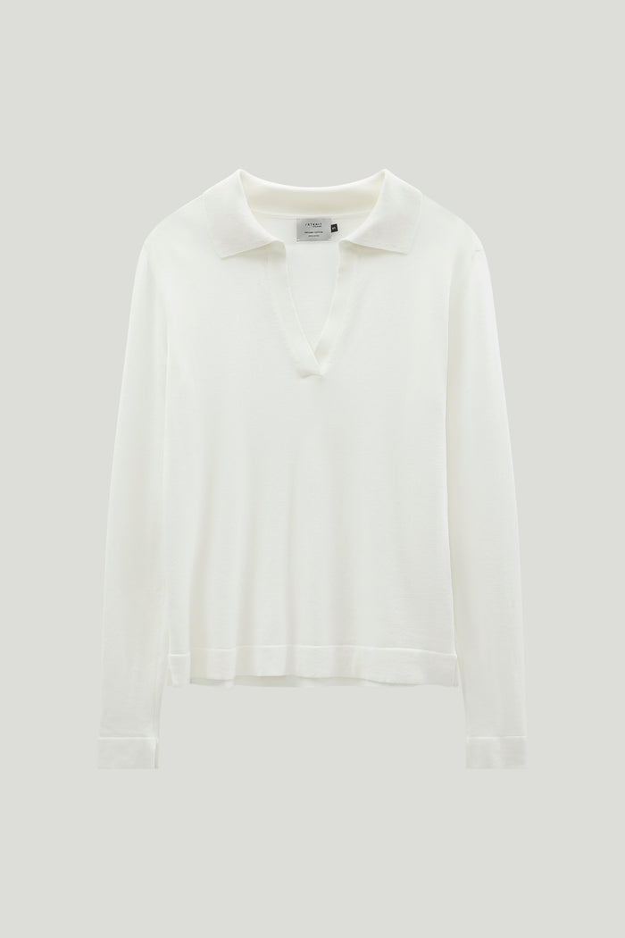 Organic cotton lightweight polo milk white