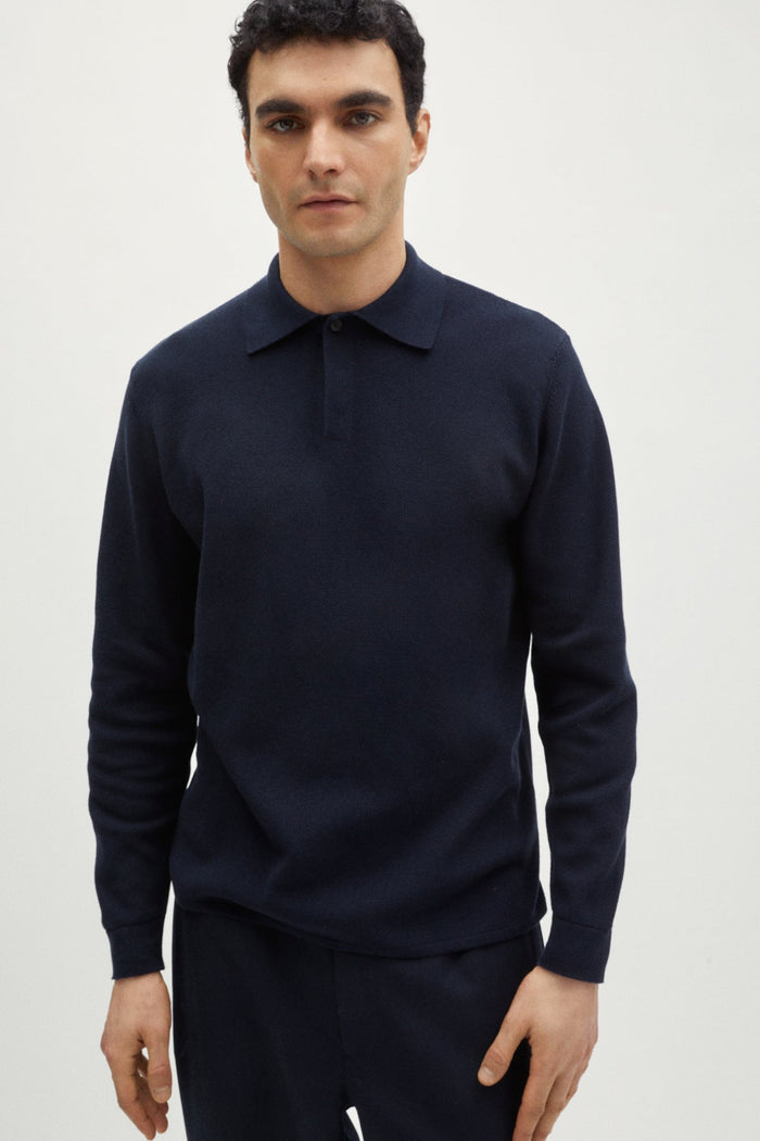 the organic cottone pique polo deep blue