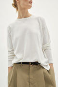lightweight long sleeve t shirt in organic cotton milk white