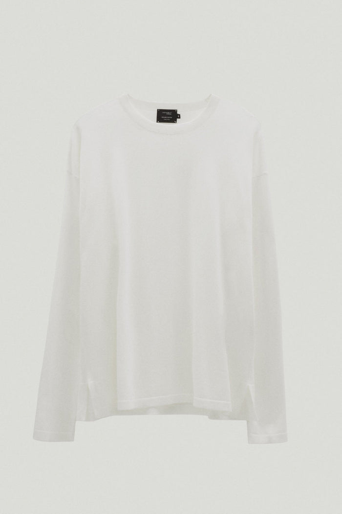 lightweight long sleeve t shirt in organic cotton milk white