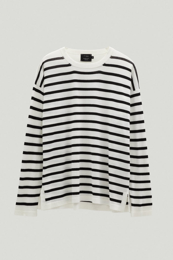 lightweight long sleeve t shirt in organic cotton stripes