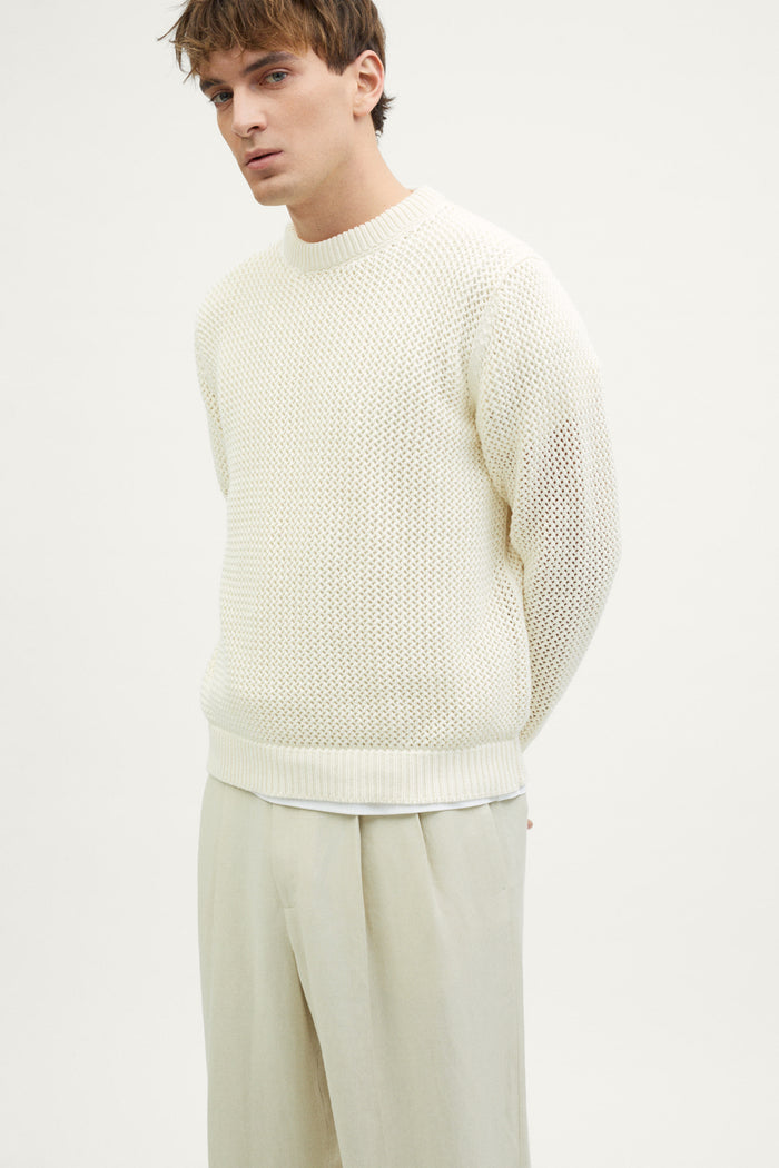 The Organic Cotton Open-Tricot Sweater milk white
