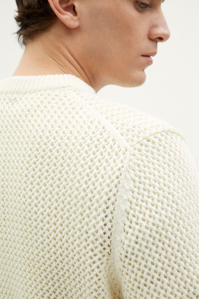 The Organic Cotton Open-Tricot Sweater milk white