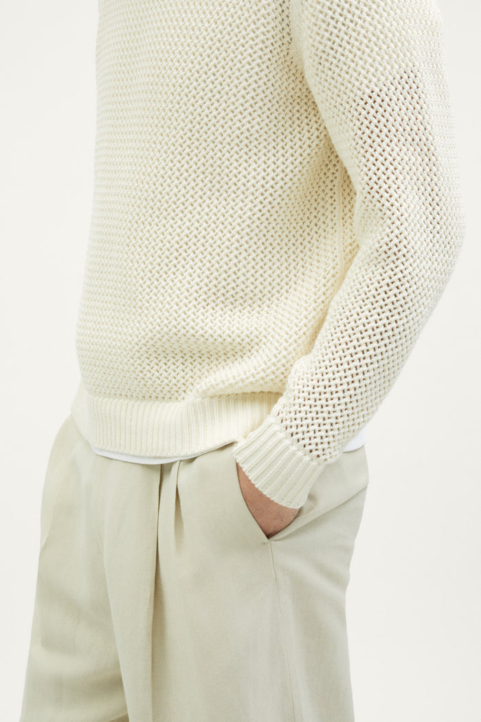 The Organic Cotton Open-Tricot Sweater milk white