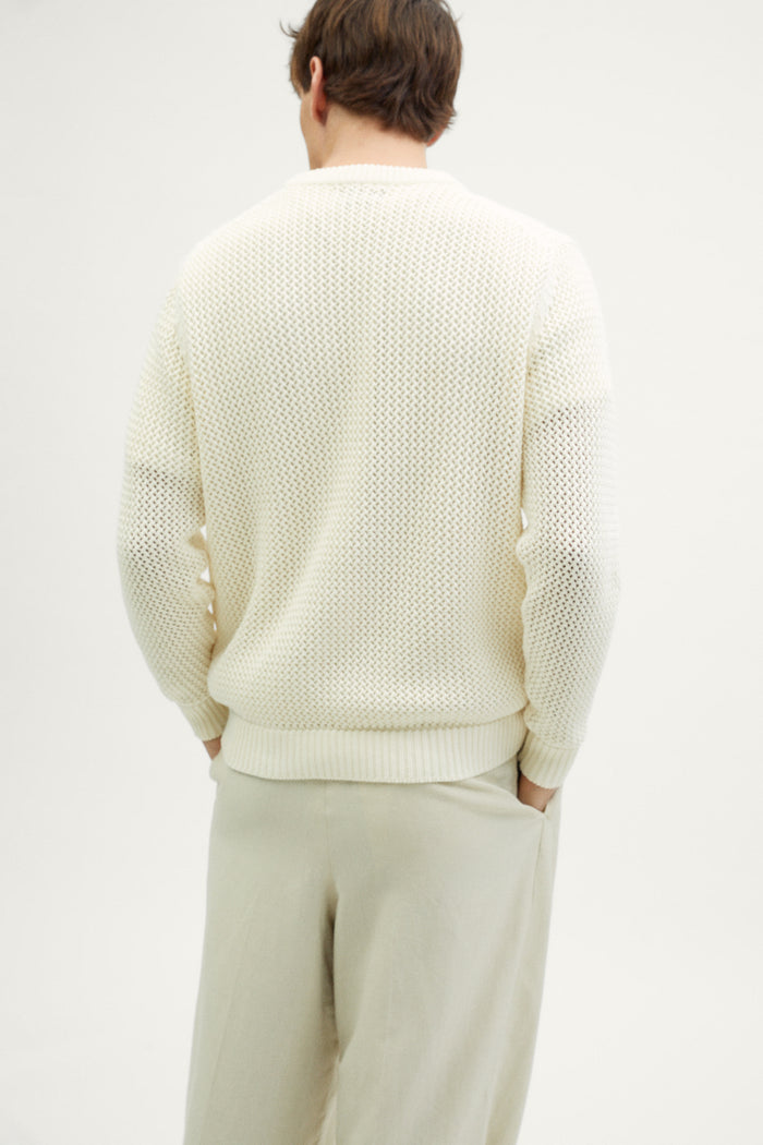 The Organic Cotton Open-Tricot Sweater milk white