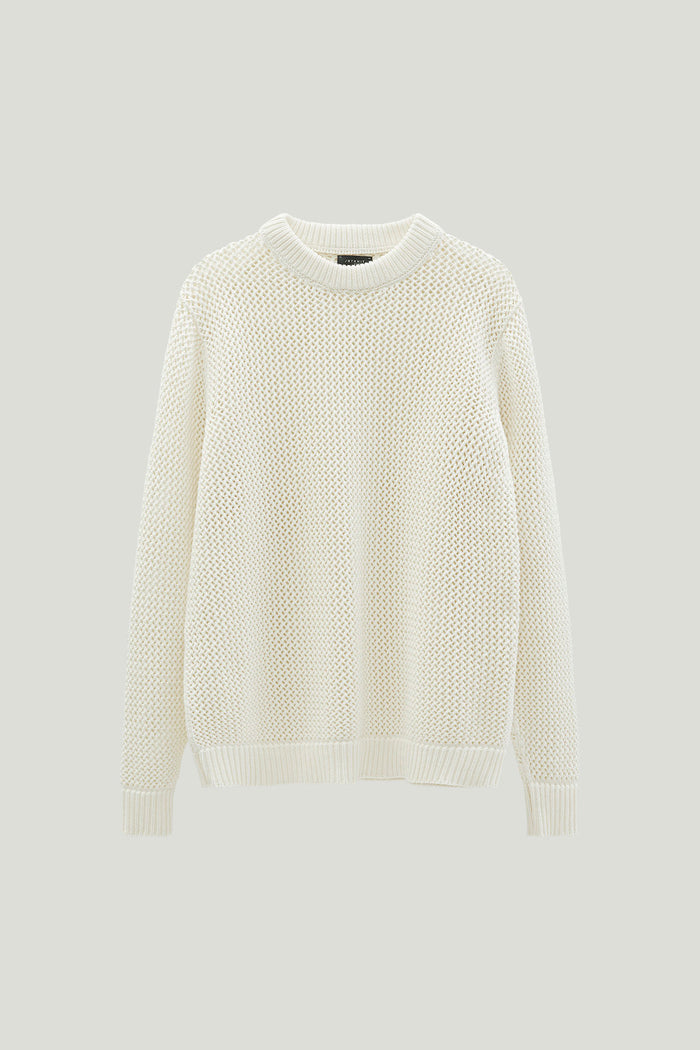 open tricot sweater milk white