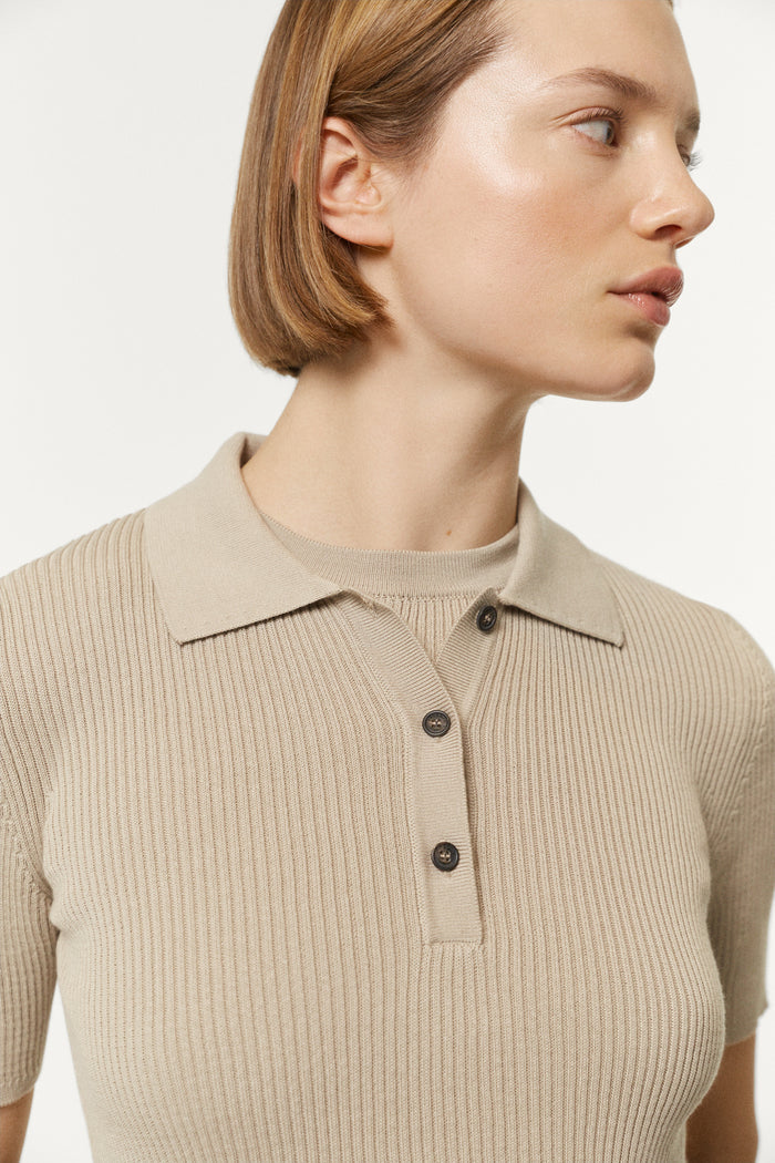 The Organic Cotton Ribbed Polo Hay