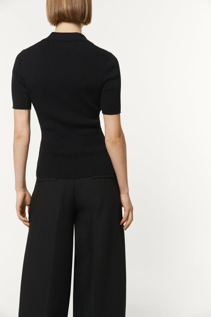 The Organic Cotton Ribbed Polo Black