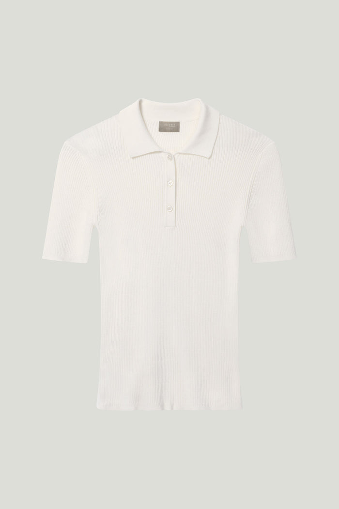 organic cotton ribbed polo white