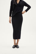 The Organic Cotton Ribbed Skirt black