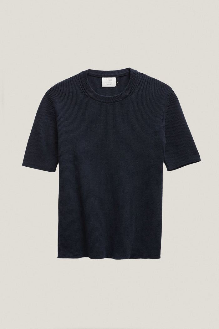the organic cotton ribbed t shirt imperfect version deep blue
